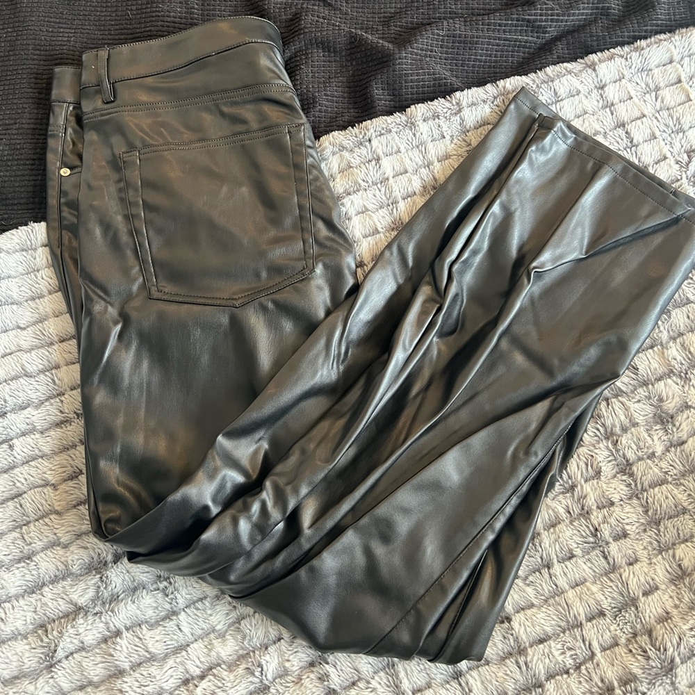 Black faux leather pants H&M bootcut